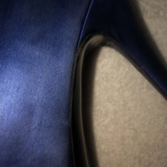 CHANEL Satin Pearl Embellished CC Logo Heels Pumps Shoes Black/blue - Picture 16 of 16